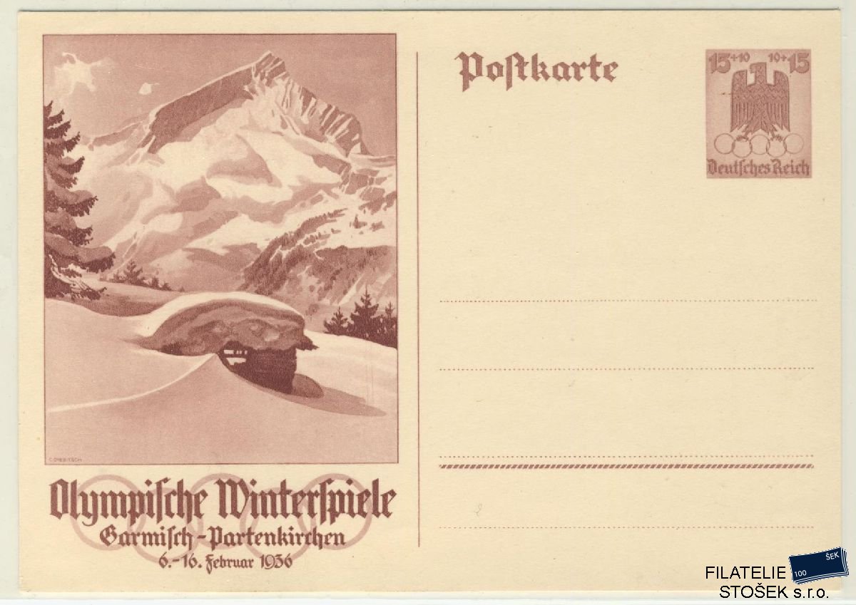 Deutsches Reich celistvosti - Postkarte Olympische Winterspiele